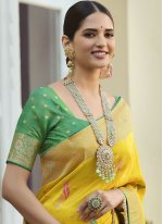 Excellent Yellow Weaving Saree