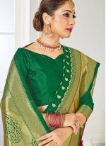 Exceptional Art Banarasi Silk Woven Half N Half Designer Saree