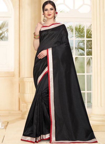 Exceptional Black Art Silk Traditional Saree