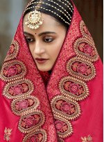 Exceptional Embroidered Art Silk Pink Classic Saree