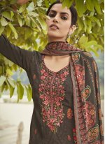 Exceptional Multi Colour Embroidered Faux Chiffon Designer Palazzo Salwar Suit