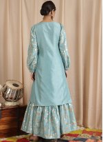 Exciting Blue Fancy Party Wear Kurti