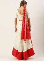 Exciting Fancy Off White and Red Lehenga Choli