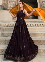 Exciting Georgette Sequins Designer Gown