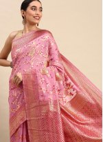 Exciting Soft Cotton Weaving Pink Trendy Saree