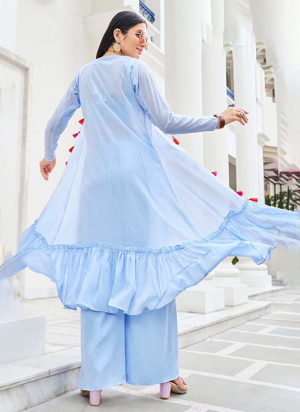 Plain blue hotsell salwar suit