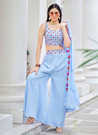 Exotic Blue Plain Designer Salwar Kameez