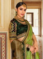 Exotic Lace Fancy Fabric Green Classic Saree