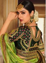 Exotic Lace Fancy Fabric Green Classic Saree