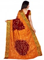 Exotic Orange and Red Patch Border Art Silk Designer Traditional Saree