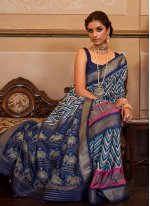 Exquisite Blue Wedding Contemporary Saree