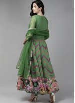 Exquisite Chanderi Silk Weaving Green Casual Kurti