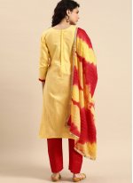 Exquisite Cotton Embroidered Yellow Salwar Suit
