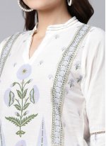 Exquisite Crepe Silk Digital Print White Readymade Salwar Kameez