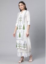 Exquisite Crepe Silk Digital Print White Readymade Salwar Kameez
