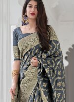 Exquisite Grey Traditional Designer Saree