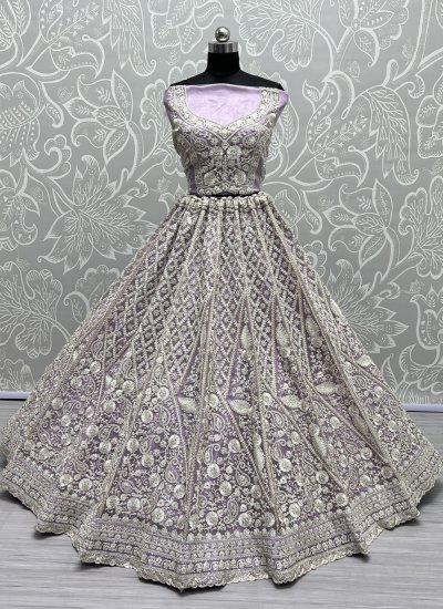 Exquisite Net Thread Work Lavender Designer Lehenga Choli