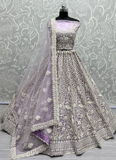 Exquisite Net Thread Work Lavender Designer Lehenga Choli