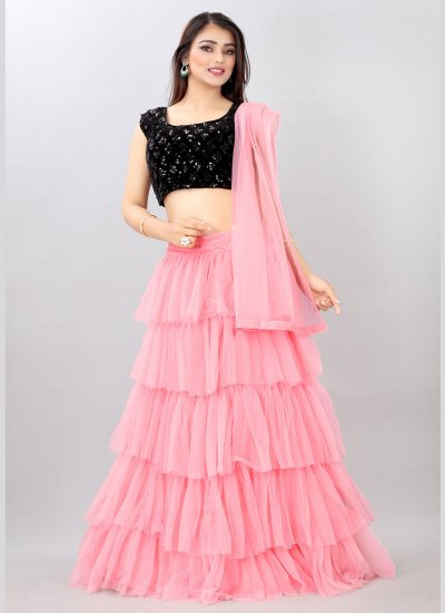 Exquisite Pink Sequins Net Lehenga Choli