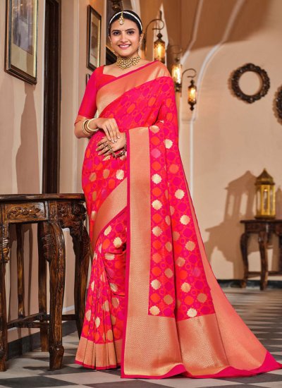 Exquisite Silk Woven Rani Trendy Saree