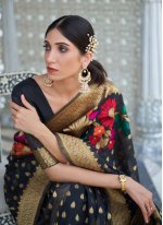 Exquisite Weaving Black Traditional Saree