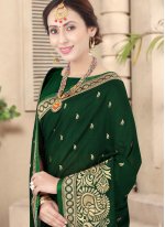 Extraordinary Embroidered Green Traditional Saree