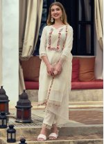 Extraordinary Embroidered Off White Cotton Trendy Salwar Kameez
