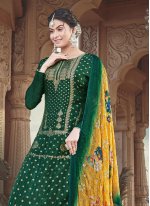 Extraordinary Green Embroidered Silk Trendy Salwar Suit