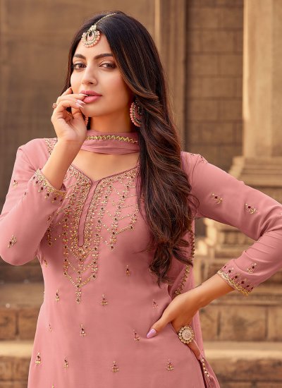 Extraordinary Pink Embroidered Designer Pakistani Salwar Suit
