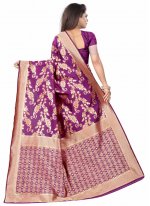 Extraordinary Purple Art Silk Traditional Designer Saree