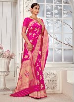Extraordinary Weaving Pink Banarasi Silk Classic Saree