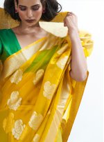Extraordinary Yellow Weaving Traditional Saree
