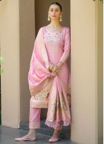 Extraordinary Zari Pink Banarasi Silk Salwar Suit