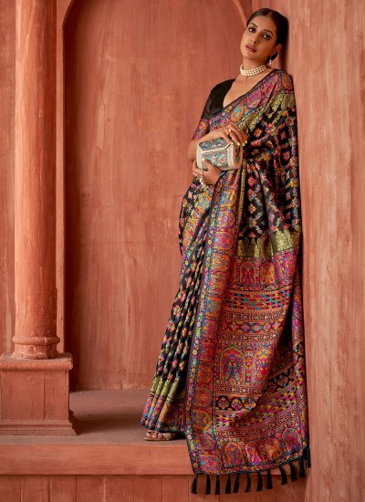 Exuberant Brown Weaving Pashnima Silk Classic Saree