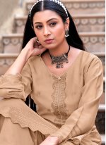 Exuberant Cream Embroidered Viscose Designer Pakistani Suit
