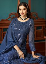 Fabulous Blue Mehndi Pakistani Salwar Suit