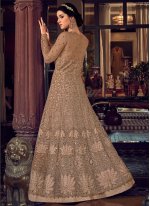 Fabulous Brown Embroidered Net Desinger Anarkali Suit