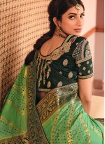 Fabulous Green Embroidered Designer Traditional Saree