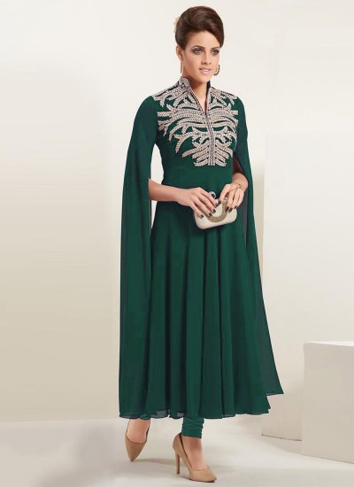Fabulous Green Embroidered Party Wear Kurti