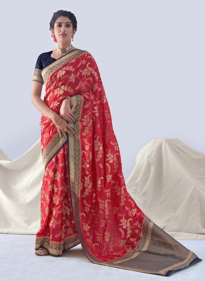 Fabulous Red Weaving Classic Saree
