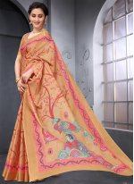 Fabulous Silk Beige Weaving Traditional Designer Saree