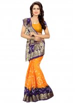 Fancy Art Silk Traditional Saree in Orange