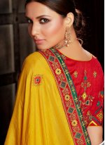 Fancy Fabric Designer Saree in Yellow