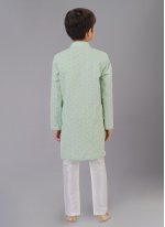 Fancy Fabric Embroidered Green Kurta Pyjama