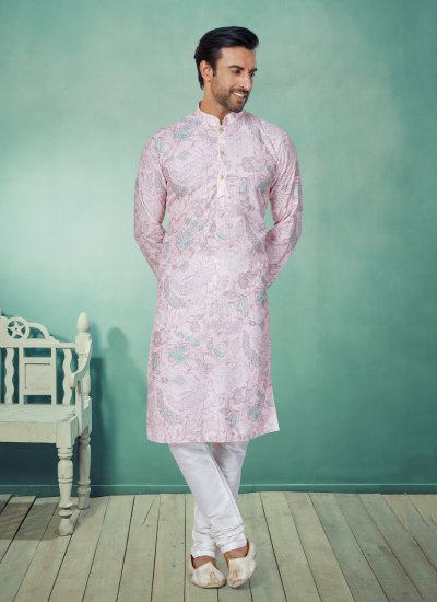 Fancy Fabric Kurta Pyjama in Multi Colour