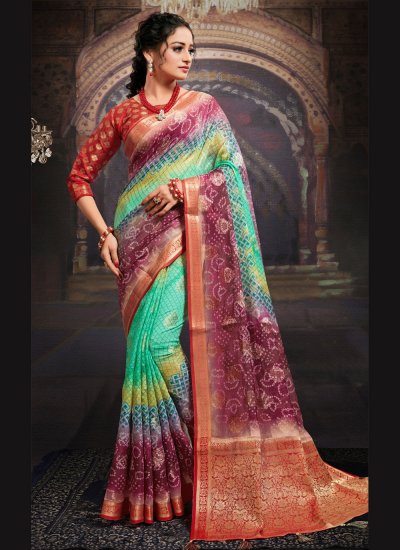 Fancy Fabric Multi Colour Digital Print Designer Saree