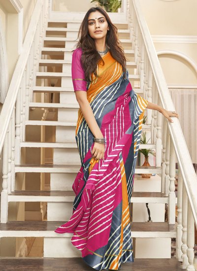 Fancy Fabric Printed Casual Saree in Multi Colour