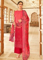 Fancy Fabric Red Designer Palazzo Salwar Kameez