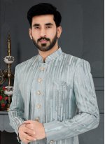 Fancy Imported Indo Western in Grey and Turquoise