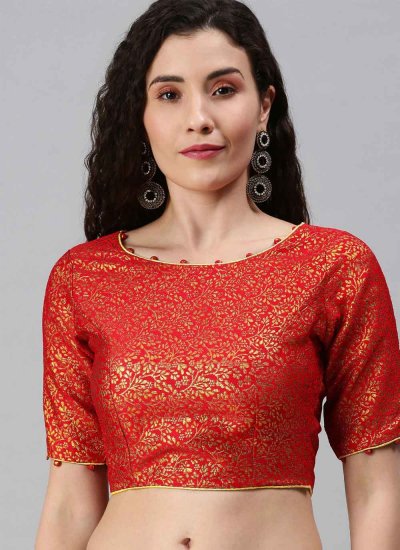 Fancy Jacquard Blouse in Red